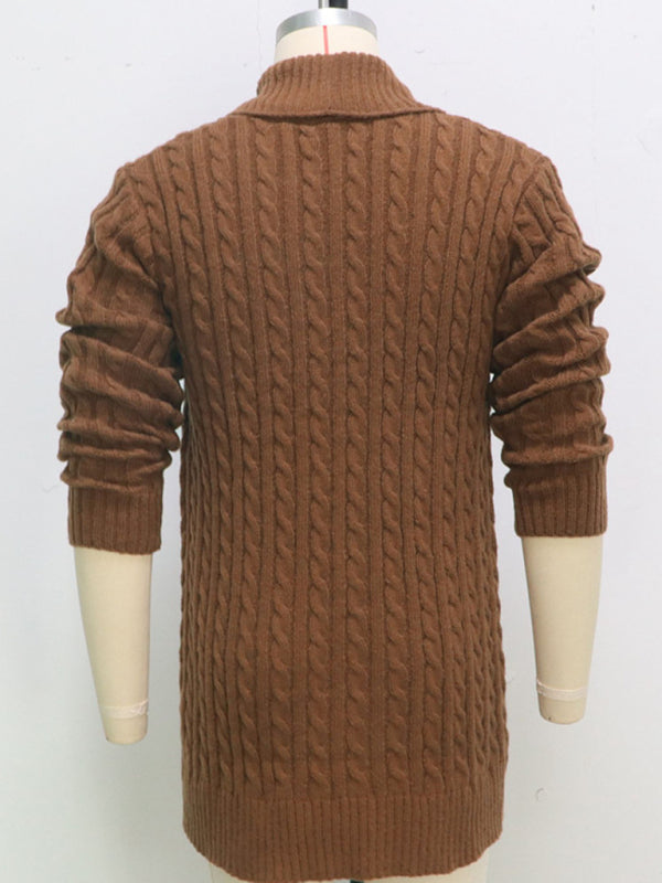 Benedict Laurent — Men's mid-length knitted sweater Thick-knit twisted cardigan woolen jacket, alternate view 2