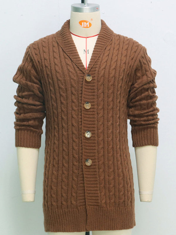 Benedict Laurent — Men's mid-length knitted sweater Thick-knit twisted cardigan woolen jacket, alternate view 3