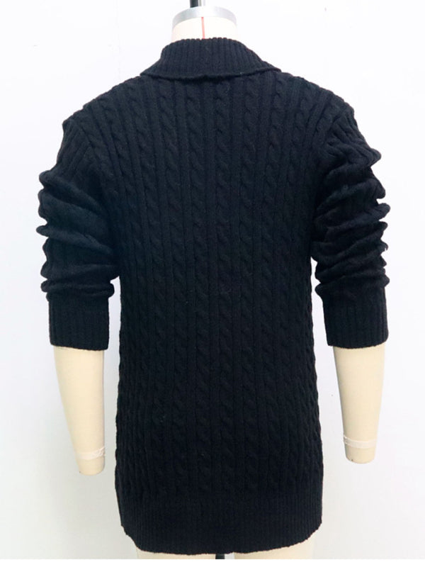 Benedict Laurent — Men's mid-length knitted sweater Thick-knit twisted cardigan woolen jacket, alternate view 7