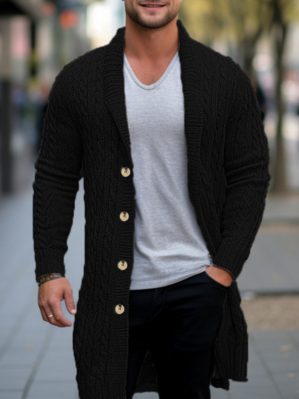 Benedict Laurent — Men's mid-length knitted sweater Thick-knit twisted cardigan woolen jacket, alternate view 9