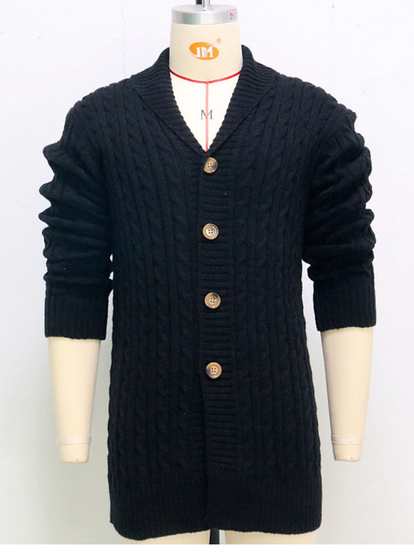 Benedict Laurent — Men's mid-length knitted sweater Thick-knit twisted cardigan woolen jacket, alternate view 8