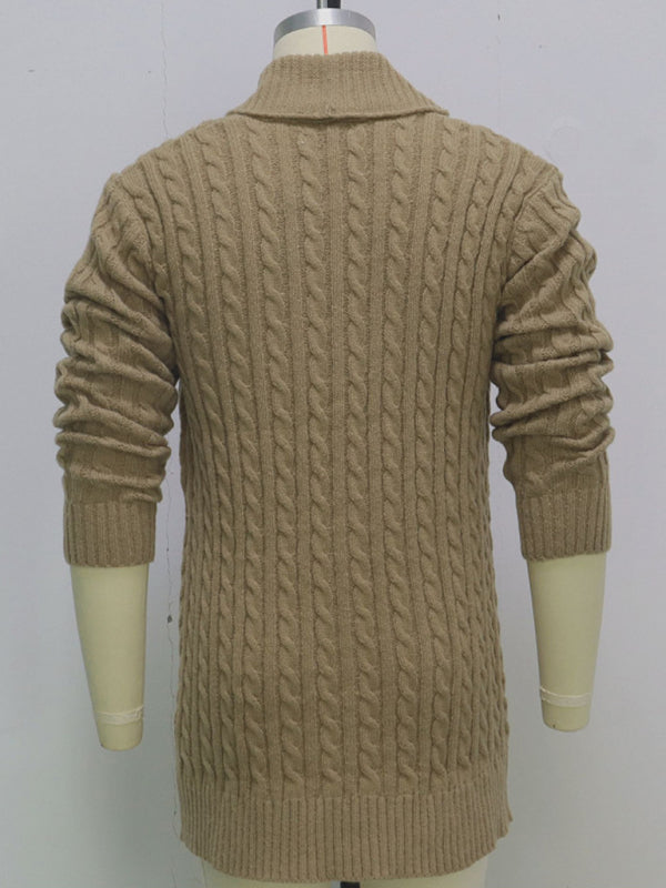 Benedict Laurent — Men's mid-length knitted sweater Thick-knit twisted cardigan woolen jacket, alternate view 4