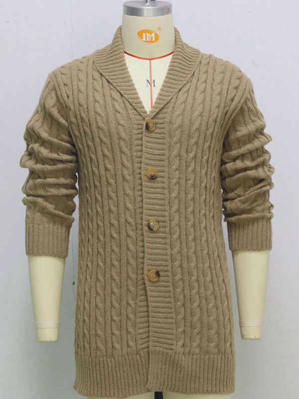 Benedict Laurent — Men's mid-length knitted sweater Thick-knit twisted cardigan woolen jacket, alternate view 5