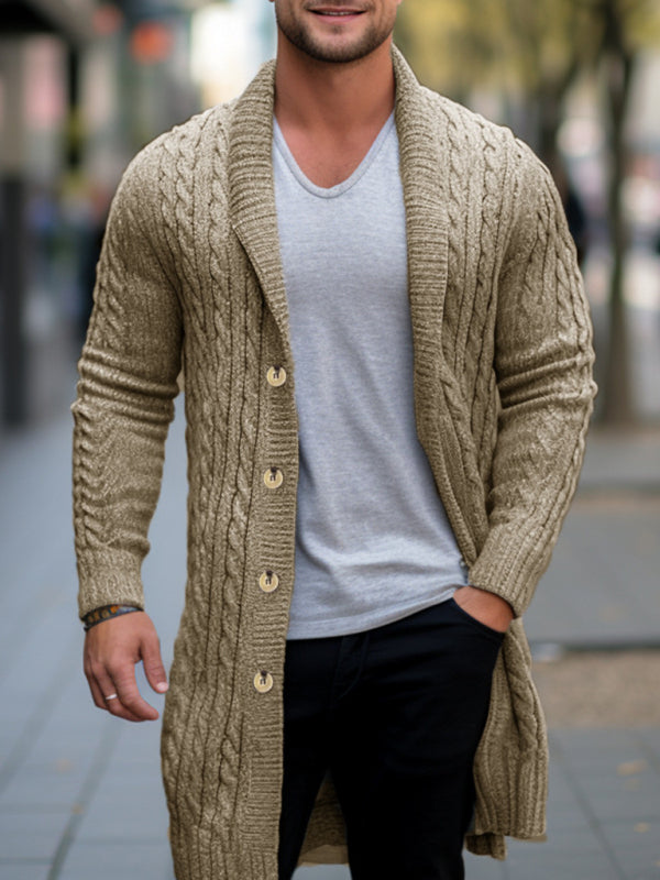 Benedict Laurent — Men's mid-length knitted sweater Thick-knit twisted cardigan woolen jacket, alternate view 6