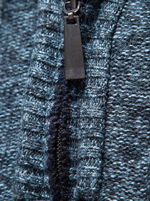 Evander Laurent — Men's stand collar zipper half cardigan sweater, alternate view 11