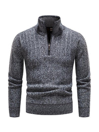 Evander Laurent — Men's stand collar zipper half cardigan sweater, alternate view 8