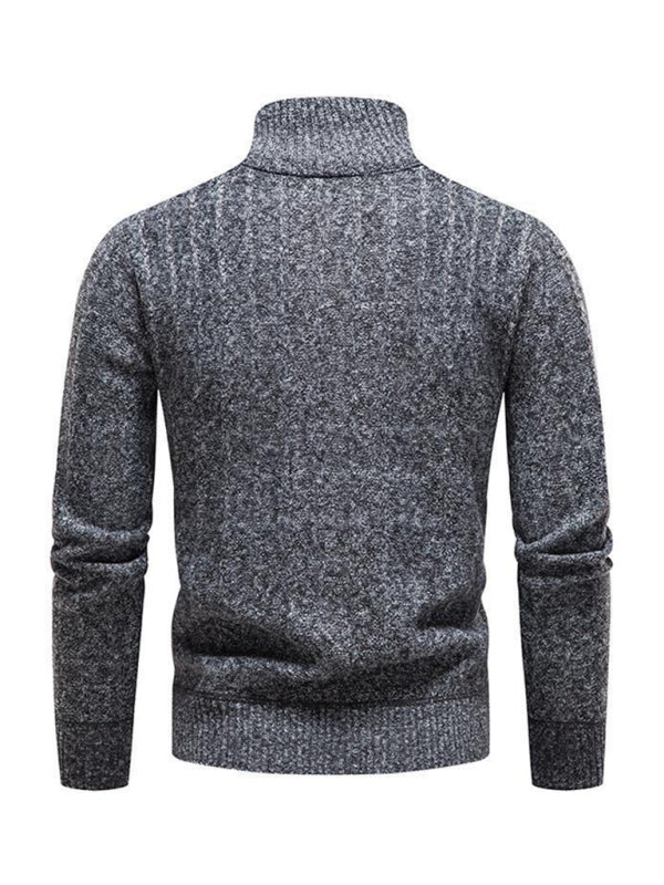 Evander Laurent — Men's stand collar zipper half cardigan sweater, alternate view 7