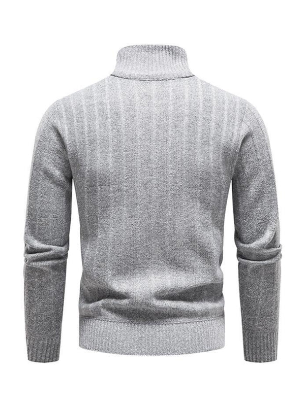 Evander Laurent — Men's stand collar zipper half cardigan sweater, alternate view 2