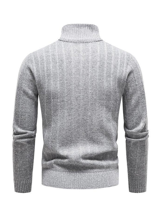 Men's stand collar zipper half cardigan sweater