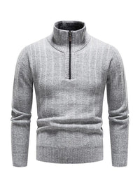 Evander Laurent — Men's stand collar zipper half cardigan sweater