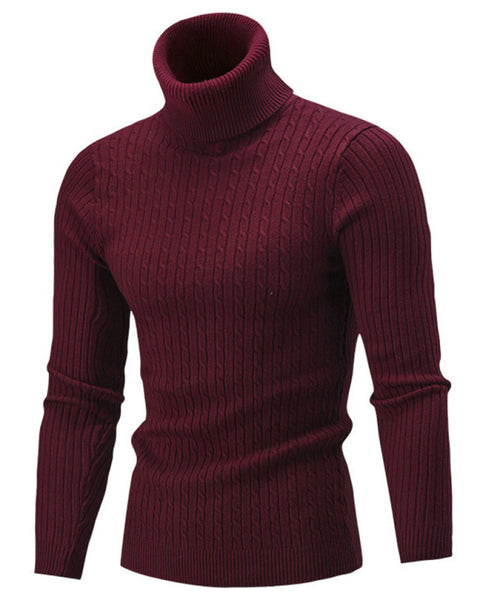 Men's turtleneck casual tight stretch sweater