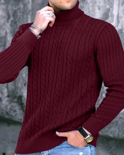 Men's turtleneck casual tight stretch sweater