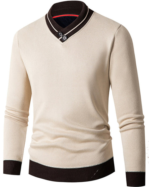Victor Beaumont — Men's new half turtleneck plus velvet slim long-sleeved sweater, alternate view 10