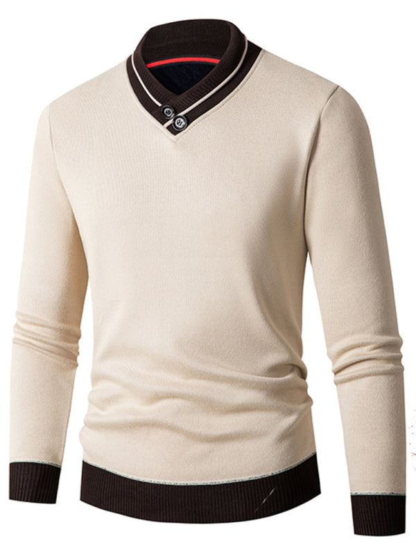 Victor Beaumont — Men's new half turtleneck plus velvet slim long-sleeved sweater, alternate view 10