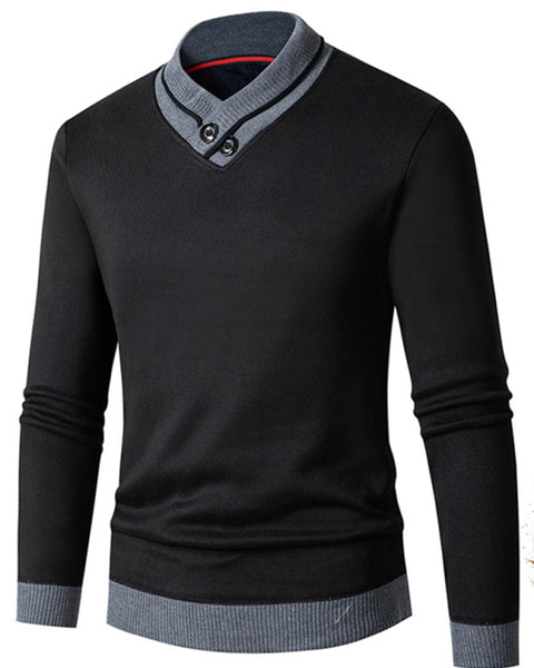 Victor Beaumont — Men's new half turtleneck plus velvet slim long-sleeved sweater, alternate view 13