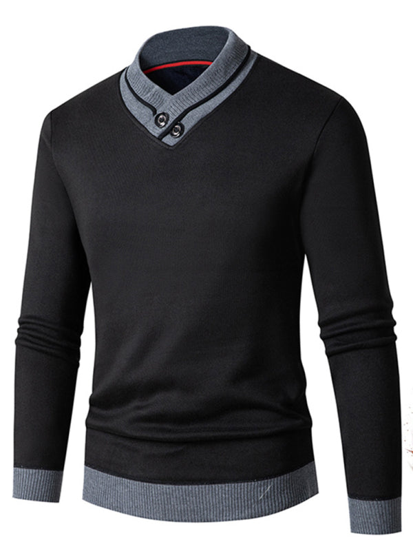Victor Beaumont — Men's new half turtleneck plus velvet slim long-sleeved sweater, alternate view 13