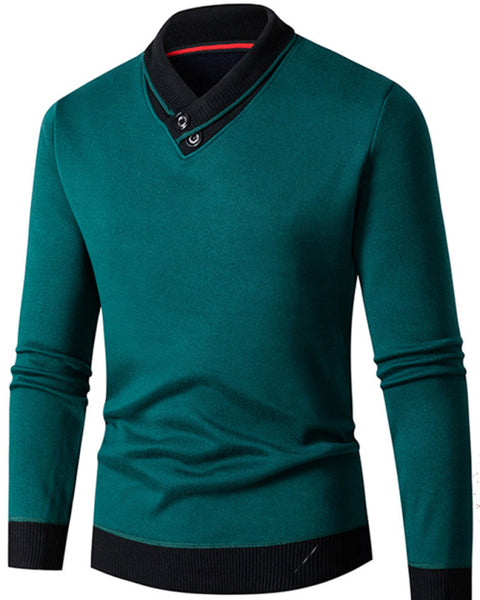 Men's new half turtleneck plus velvet slim long-sleeved sweater