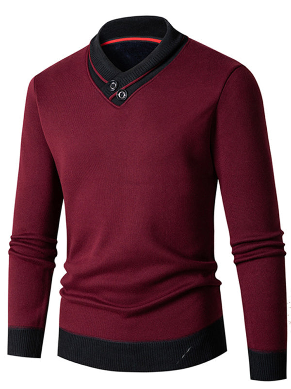 Victor Beaumont — Men's new half turtleneck plus velvet slim long-sleeved sweater, alternate view 6