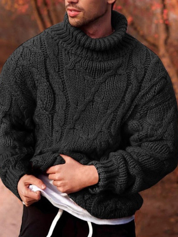 Gabriel Laurent — Men's Solid Color Fashion Casual Twist Turtleneck Sweater, alternate view 2