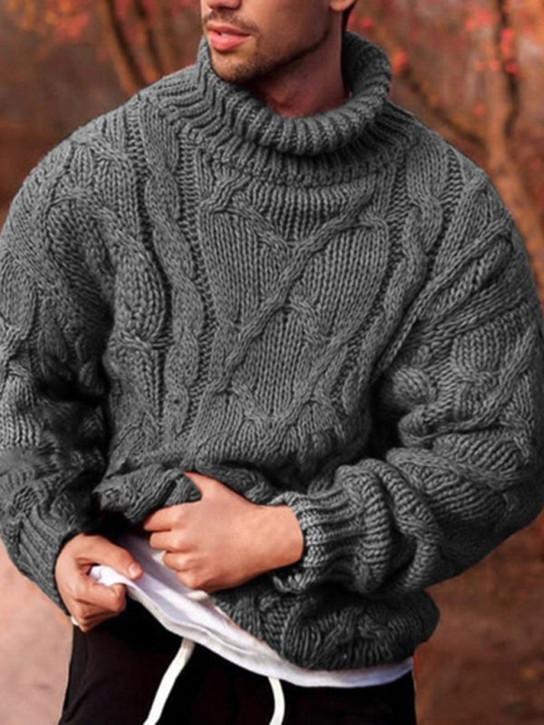 Gabriel Laurent — Men's Solid Color Fashion Casual Twist Turtleneck Sweater