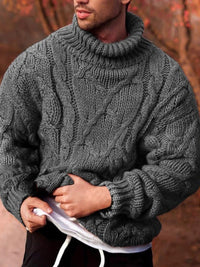 Gabriel Laurent — Men's Solid Color Fashion Casual Twist Turtleneck Sweater