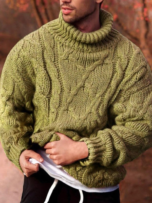 Gabriel Laurent — Men's Solid Color Fashion Casual Twist Turtleneck Sweater, alternate view 3
