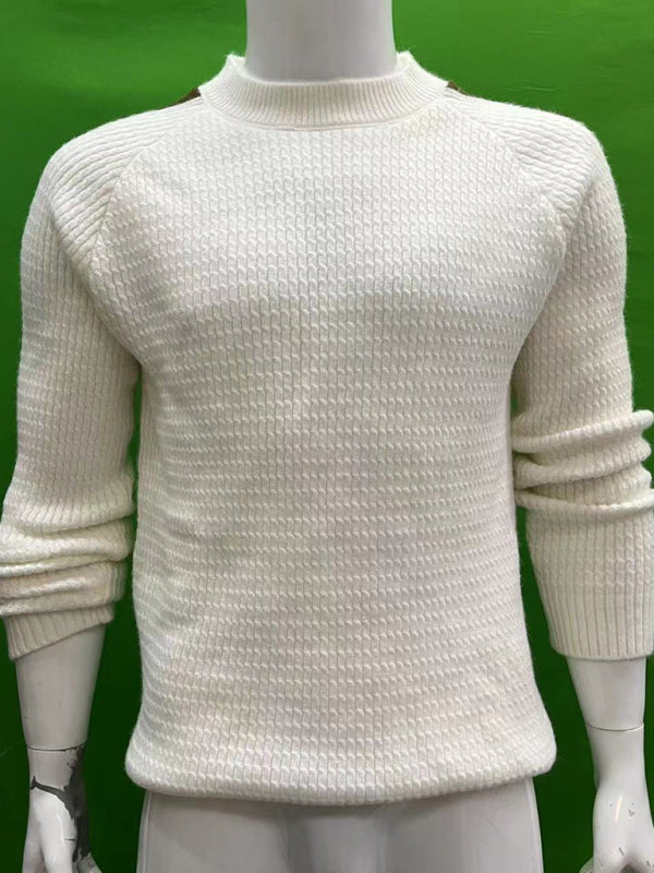 Fabian Laurent — Men's Casual Fashion Shoulder Contrast Color Long Sleeve Knitted Sweater, alternate view 2