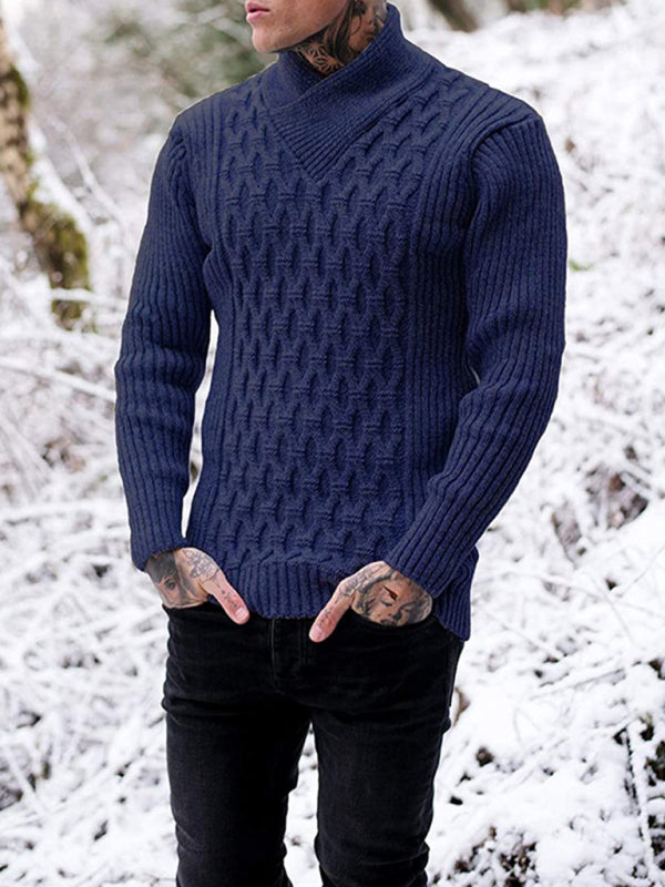 Hadrian Laurent — Men's Fashion Cable Knit Shawl Collar Sweater, alternate view 9
