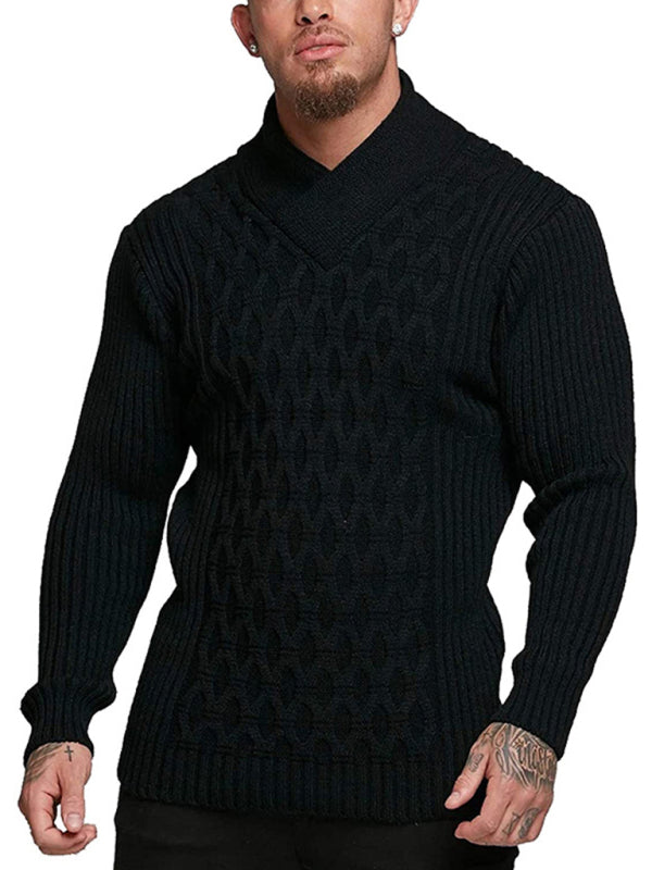 Hadrian Laurent — Men's Fashion Cable Knit Shawl Collar Sweater, alternate view 10