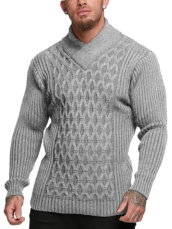 Hadrian Laurent — Men's Fashion Cable Knit Shawl Collar Sweater, alternate view 13