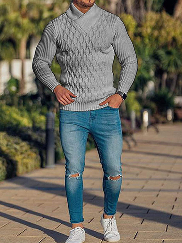 Hadrian Laurent — Men's Fashion Cable Knit Shawl Collar Sweater, alternate view 14
