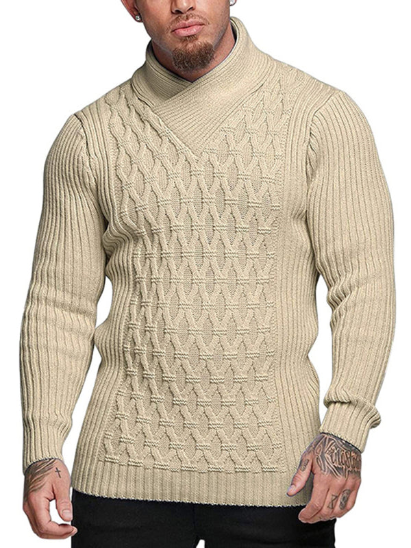 Hadrian Laurent — Men's Fashion Cable Knit Shawl Collar Sweater, alternate view 6
