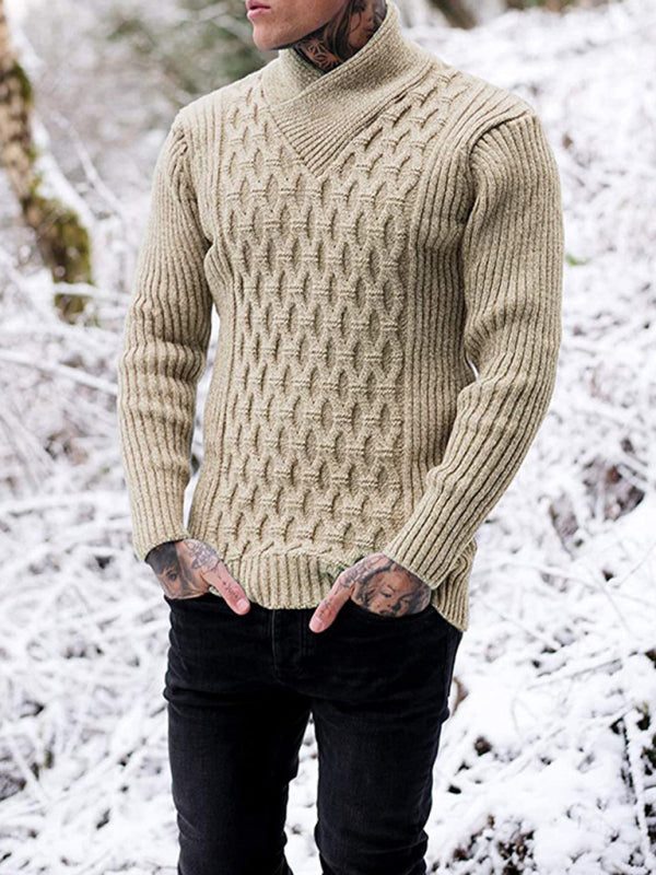 Hadrian Laurent — Men's Fashion Cable Knit Shawl Collar Sweater, alternate view 7