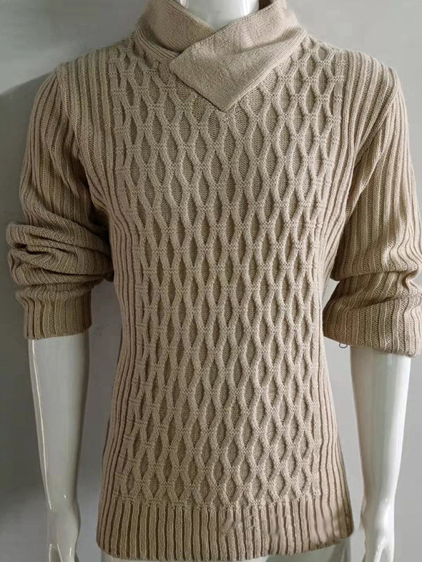 Hadrian Laurent — Men's Fashion Cable Knit Shawl Collar Sweater, alternate view 4