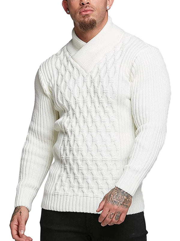 Hadrian Laurent — Men's Fashion Cable Knit Shawl Collar Sweater, alternate view 3