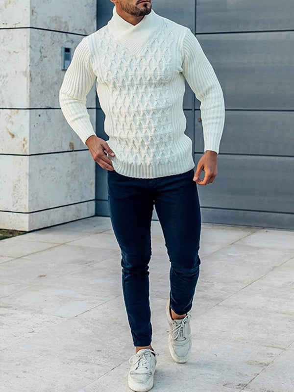 Hadrian Laurent — Men's Fashion Cable Knit Shawl Collar Sweater