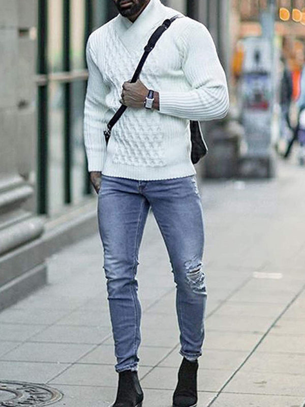 Hadrian Laurent — Men's Fashion Cable Knit Shawl Collar Sweater, alternate view 2