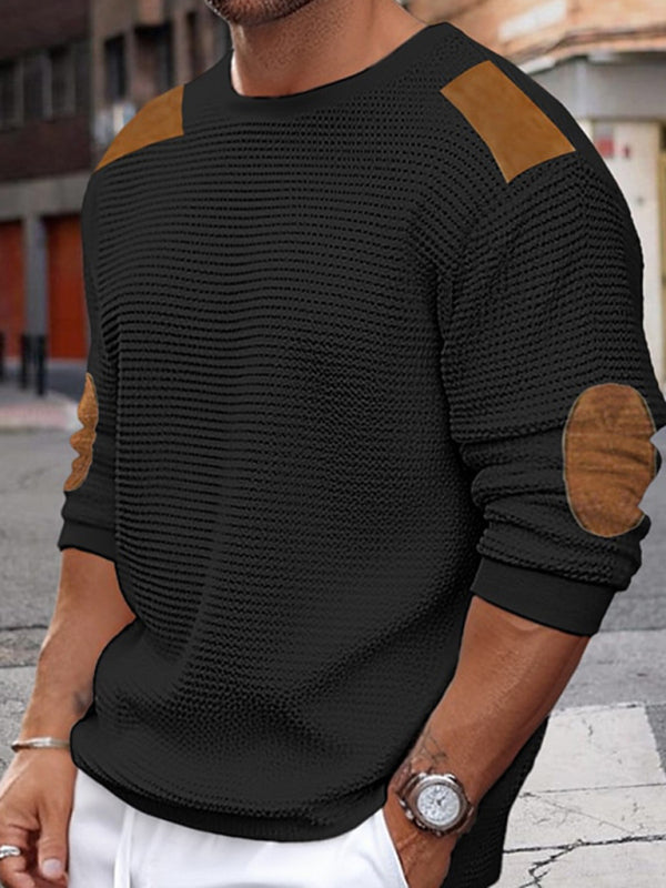 Noel Beaumont — Men's Autumn-Winter Patchwork Textured Sweater, alternate view 5
