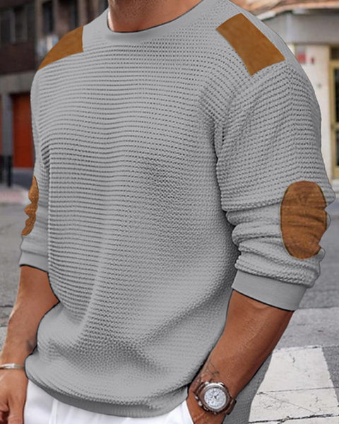 Noel Beaumont — Men's Autumn-Winter Patchwork Textured Sweater, alternate view 7