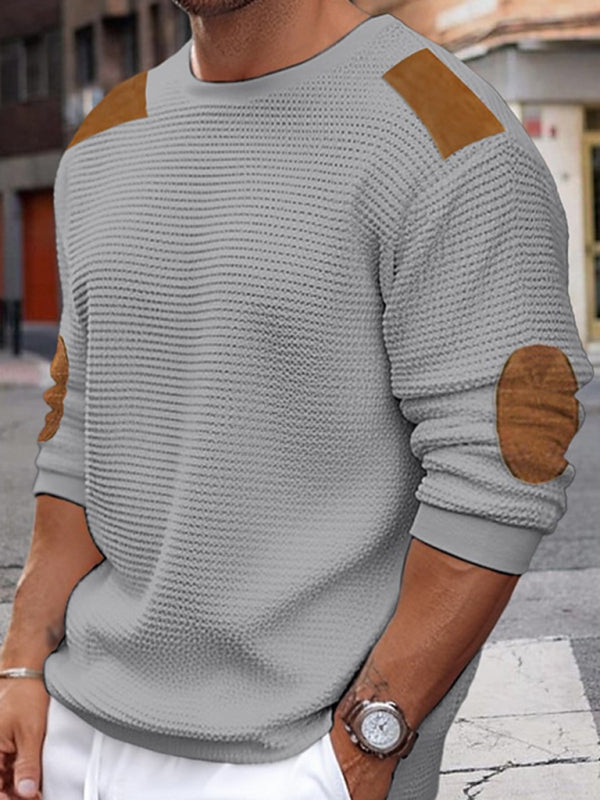 Noel Beaumont — Men's Autumn-Winter Patchwork Textured Sweater, alternate view 7