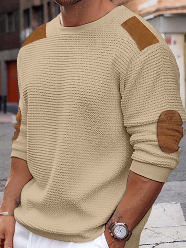 Noel Beaumont — Men's Autumn-Winter Patchwork Textured Sweater
