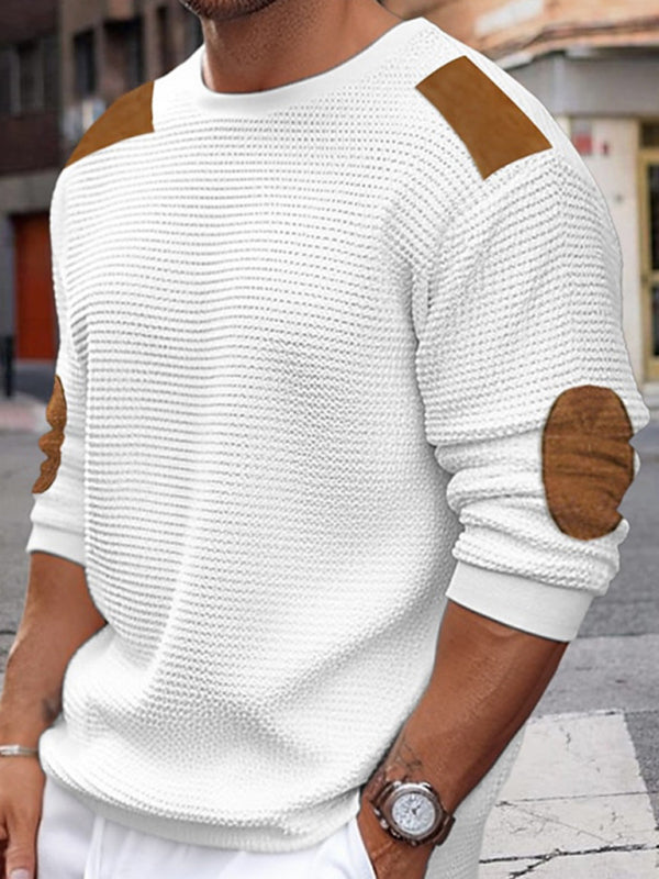 Noel Beaumont — Men's Autumn-Winter Patchwork Textured Sweater, alternate view 4