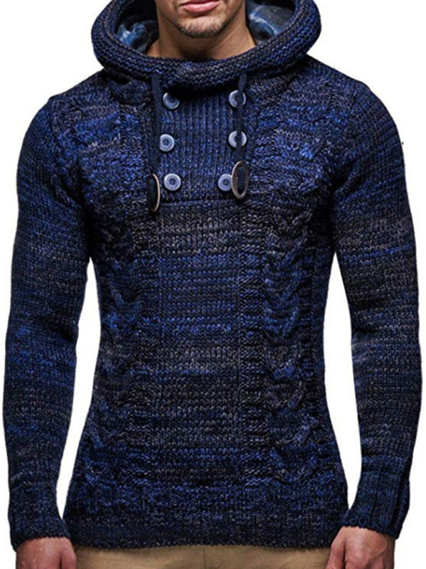 Bastien Laurent — Men's Casual Knit Button-Up Turtleneck Sweater, alternate view 7