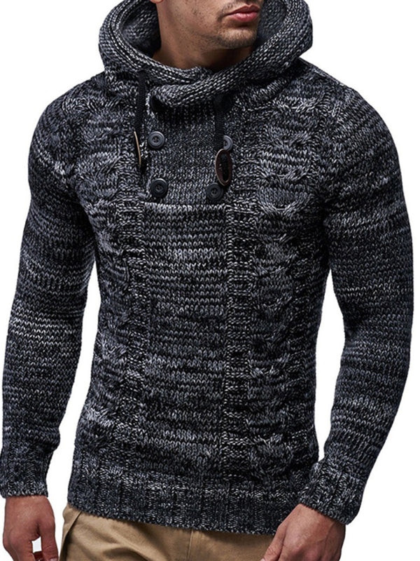 Bastien Laurent — Men's Casual Knit Button-Up Turtleneck Sweater, alternate view 5