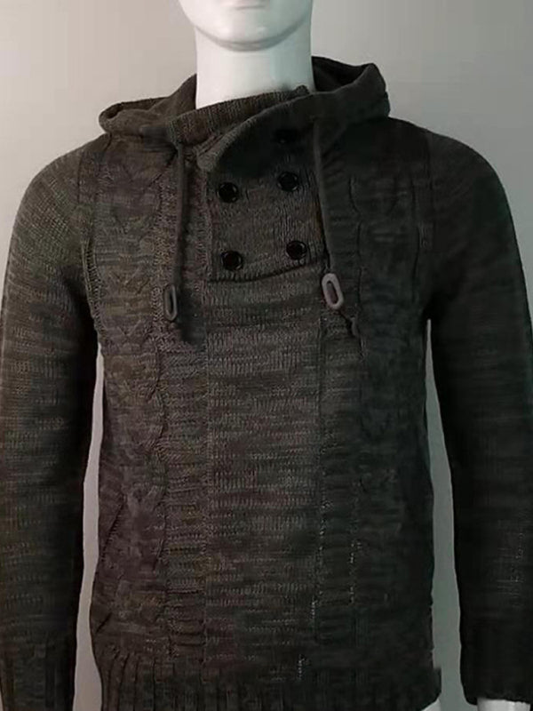 Bastien Laurent — Men's Casual Knit Button-Up Turtleneck Sweater, alternate view 6