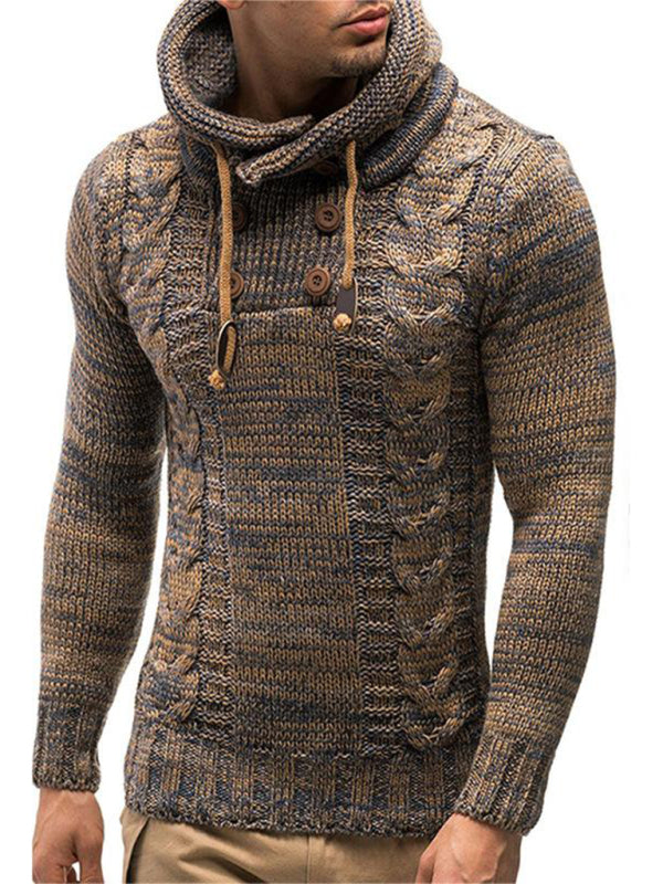 Bastien Laurent — Men's Casual Knit Button-Up Turtleneck Sweater, alternate view 4