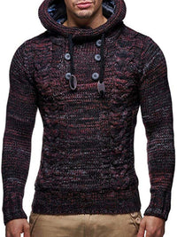 Bastien Laurent — Men's Casual Knit Button-Up Turtleneck Sweater