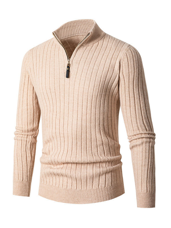 Ignatius Laurent — Men's casual solid color round neck stretch knitted sweater, alternate view 2