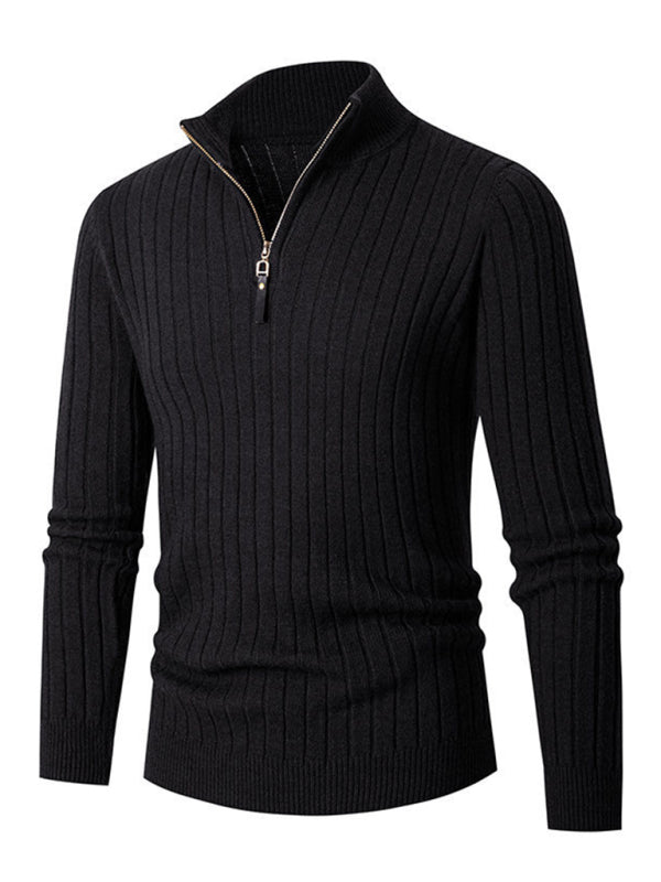 Ignatius Laurent — Men's casual solid color round neck stretch knitted sweater, alternate view 8
