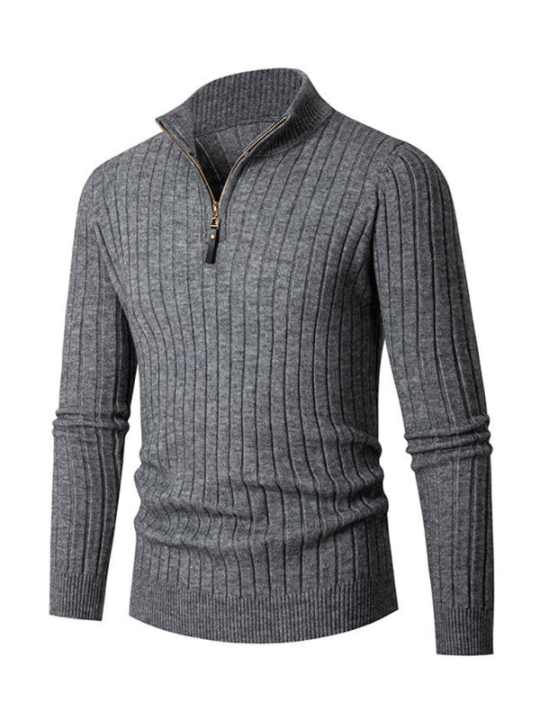 Ignatius Laurent — Men's casual solid color round neck stretch knitted sweater, alternate view 7